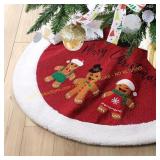 Red Burlap Christmas Tree Skirt with Appliques