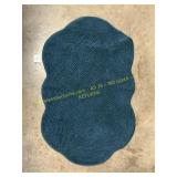 COTTON SCALLOP 24x36in. Washable Bathmat, Blue