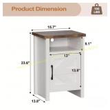 LACOO Farmhouse Nightstand with Shelf & Barn Door
