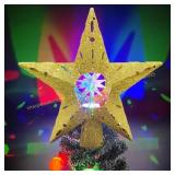 Gold Hollowed Star Topper with LED Projector