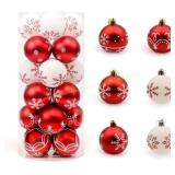 2ct 24pcs Christmas Ball Ornaments, Shatterproof