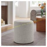 Callum 16 in. Ivory Woven Round Ottoman