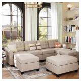 PHI VILLA Linen Sectional Beige Extra Pieces