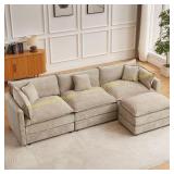 Coffee L-Shaped Chenille Modular Sofa 3 Boxes