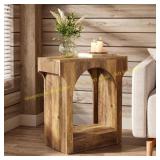 Andrea 23.6 in. Rustic End Table with Storage