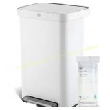 Virtuoso White Kitchen Trash Can with Pedal
