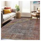 Huda Rustic Oriental Rug, 10x15 Ruby Red