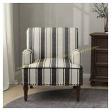 Uixe Modern Black Striped Linen Armchair