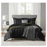 Mainstays Rich Black KING Damask Comforter Set
