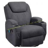Big & Tall Smoke Gray Recliner with Massager