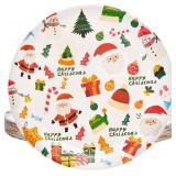 50 PCS Christmas Paper Plates, Disposable