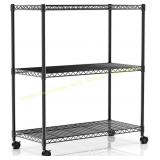 Simple Deluxe 3-Shelf Shelving, Wheels, Black