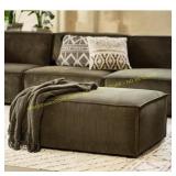Dockson Olive Green Corduroy Ottoman Square