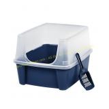 IRIS Open Top Cat Litter Tray with Scoop, Navy