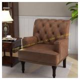 Mid-Century Wood Armchair with Nailhead Trim