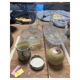 Cut Glass Bowls, Vase, Candlestick, Misc.