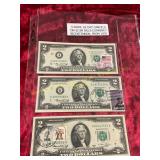 3ct Iowa 1st Day Cancels On $2 Currency