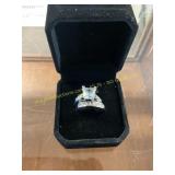 Stacked Clear Stone and Banded Ring Size 6