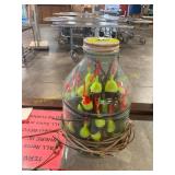 Antique Minnow Trap with Bobbers