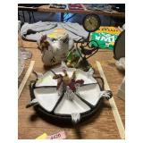 Rooster Crudite Nut Relish Dish, Clock, Misc