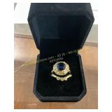 Stacked Sapphire Colored Gemstone Ring Size 6