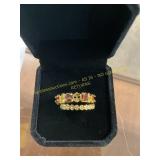 Ladies Stacked Ruby Colored Gem Ring Size 6