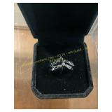 Stacked Black+Clear Banded Ring Size 6