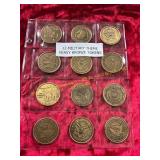 12ct Military Theme Heavy Bronze Tokens