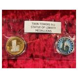 Twin Towers 911 Statue of Liberty Medallions