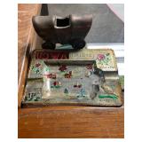 Iowa Ashtray, Copper Wagon Toothpick Holder