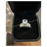 Ladies Stacked Clear Gemstones Ring Size 6
