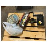 Towing mirrors, nails, hitch, cast net,fish finder