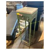 Square plant stand with marble top