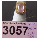 Simulated 5 ct pink saphire ring   Size 6 ï¿½.