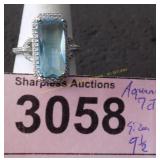 Simulated 7 ct aquamarine ring   Size 9 ï¿½.