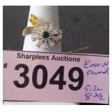 Simulated emerald and diamond ring   Size 8  ï¿½.