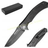 FXFSTEEL Folding Knife AUS-8, Stainless Handle