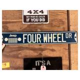 Metal Jeep Four Wheel Dr. Sign