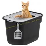 IRIS Top Entry Cat Litter Box, Black