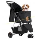 edx 3-Wheel Pet Stroller: Foldable, Black