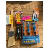 Paint brush, scrpr tool, 3pk auger & 2pk bits