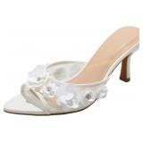 A New Day Women s White Floral Heels 6.5