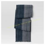 72" x 14" Cotton Striped Table Runner Blue