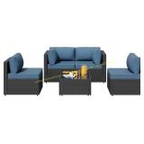 SUNLEI 5pcs Patio Set, Aegean Blue