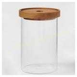 Medium Glass Storage Canister with Wood Lid