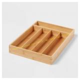 Bamboo 5-Compartment Flatware Organizer Brown