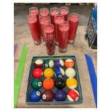 Pool balls, candles