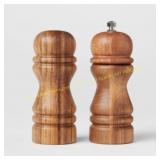 2pc Acacia Salt Shaker & Pepper Grinder Set