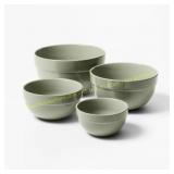 Stoneware Mixing Bowl Set 4pc Sage Green