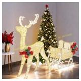 Gold LED Reindeer & Sleigh Decor, 200 LEDs